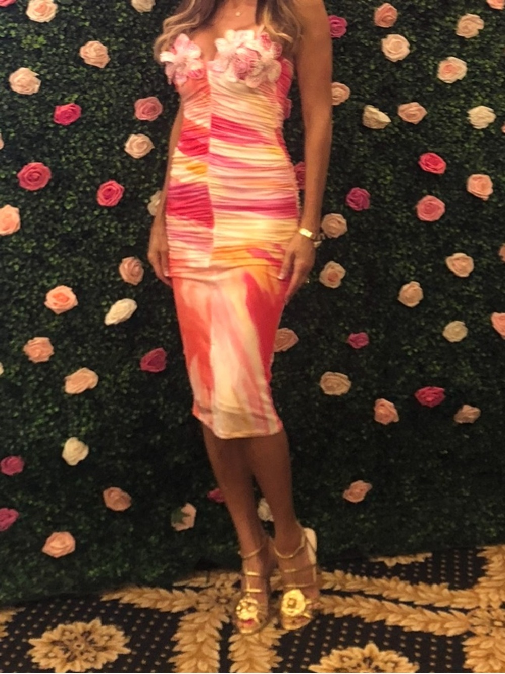 NWT PatBO Aura Strapless Pink and White Dress